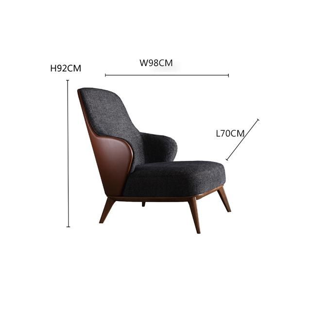 Nodic Solid Wood Frame with Fabric High Back Leisure Chair for Hotel