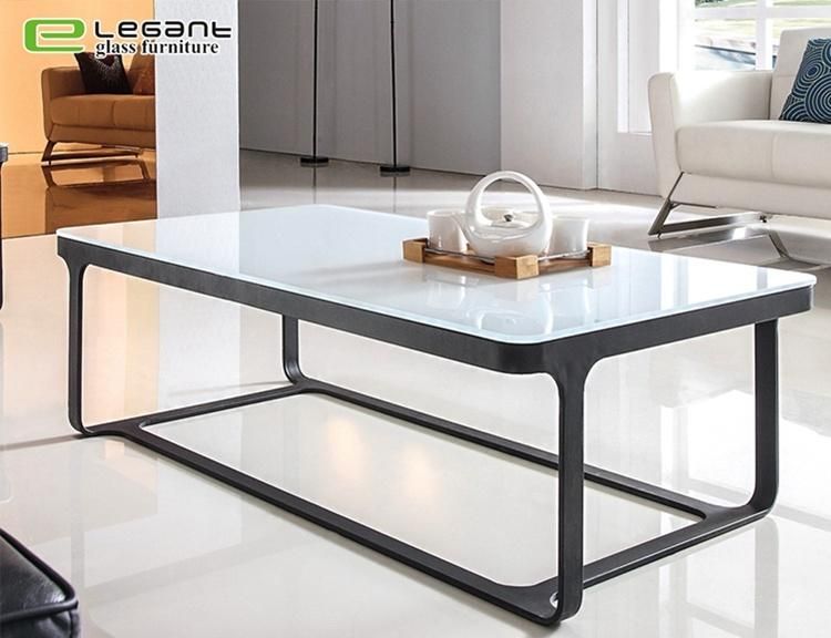 Shiny Stainless Steel Coffee Table with Tempered Glass Top