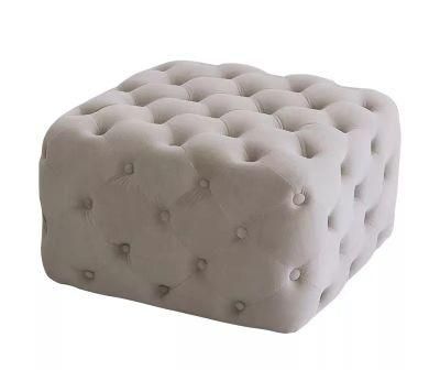 Fabric Velvet Leisure Living Room Furniture Square Ottoman Foot Stool