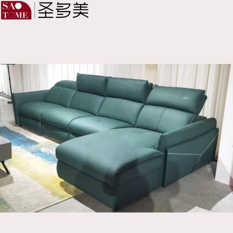 Modern Smart Home Cowhide Eucalyptus Wood Frame Functional Sofa