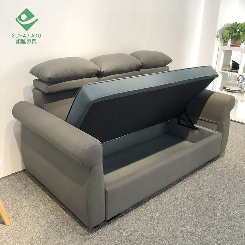 3 Seat Royal Classcal Armrest Cylindrical Armrest Sleeper Sofa with Bottom Storage