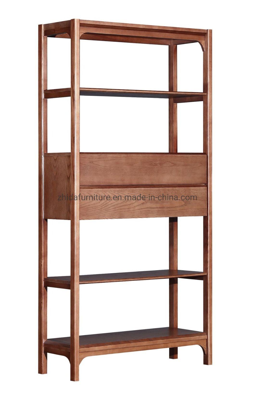 Pure Solid Wood Modern Bookshelf for Living Room Hotel Lobby