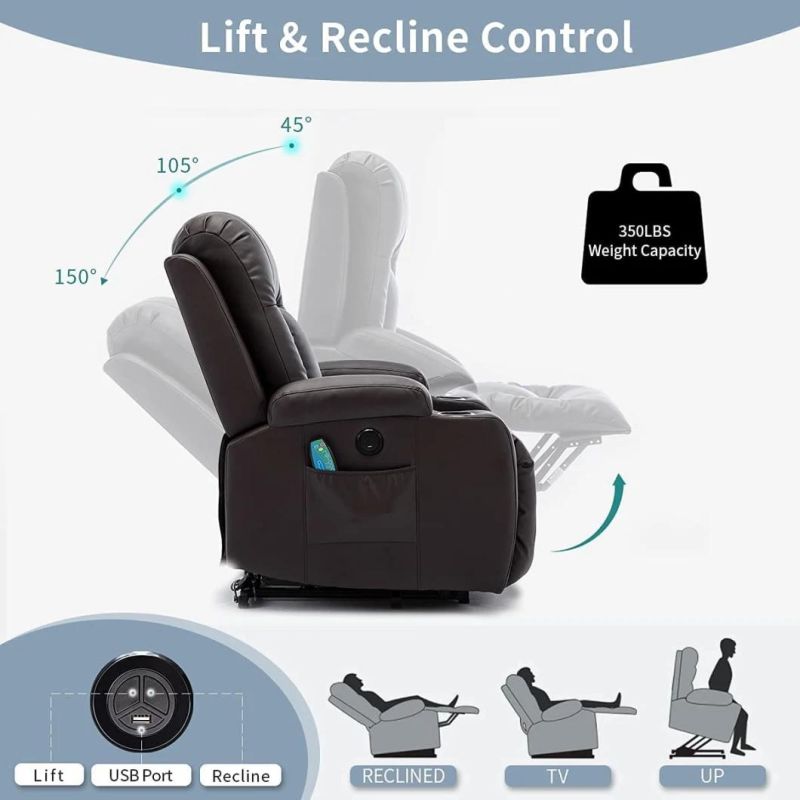 Jky Furniture Air Leather Power Electric Lift Chair Reclining with Massage Function