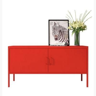 Modern Style Living Room TV Cabinet for Storage Red Color