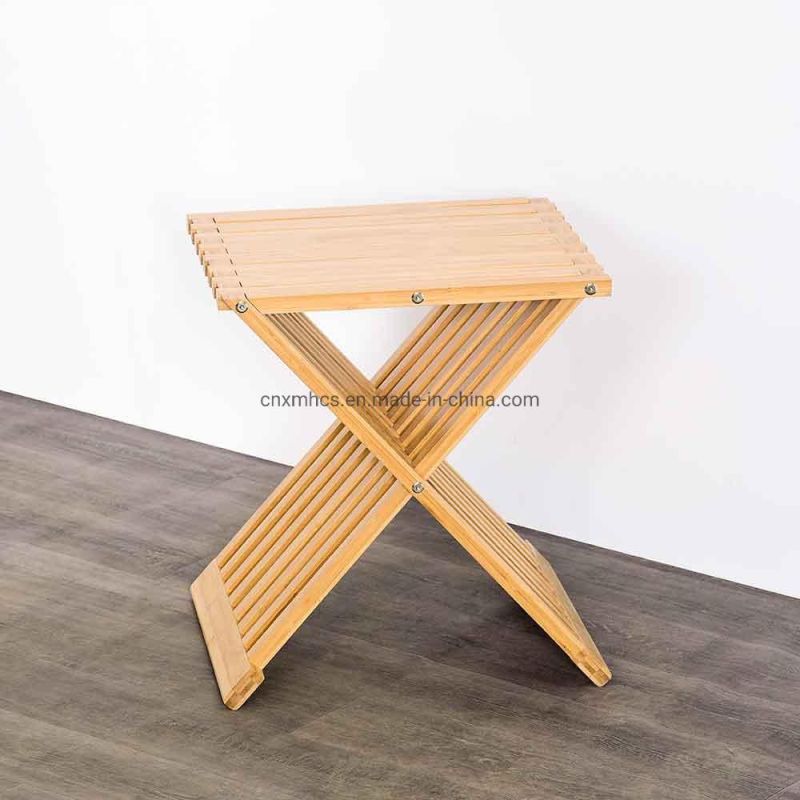 100% Bamboo Small Side Table Corner Plant Stand Wood Bathroom Stool Folding Stool Shower Stool