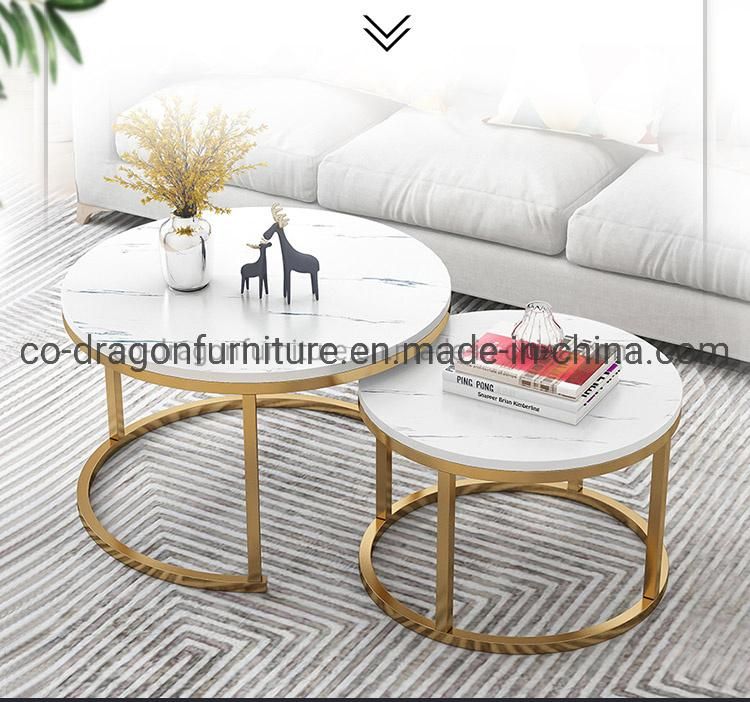 White/Black Marble Top Round Gold Stainless Steel Coffee Table