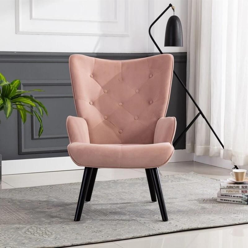 Roomy Velvet Upholstered Wingback Arm Chair Living Room Chair