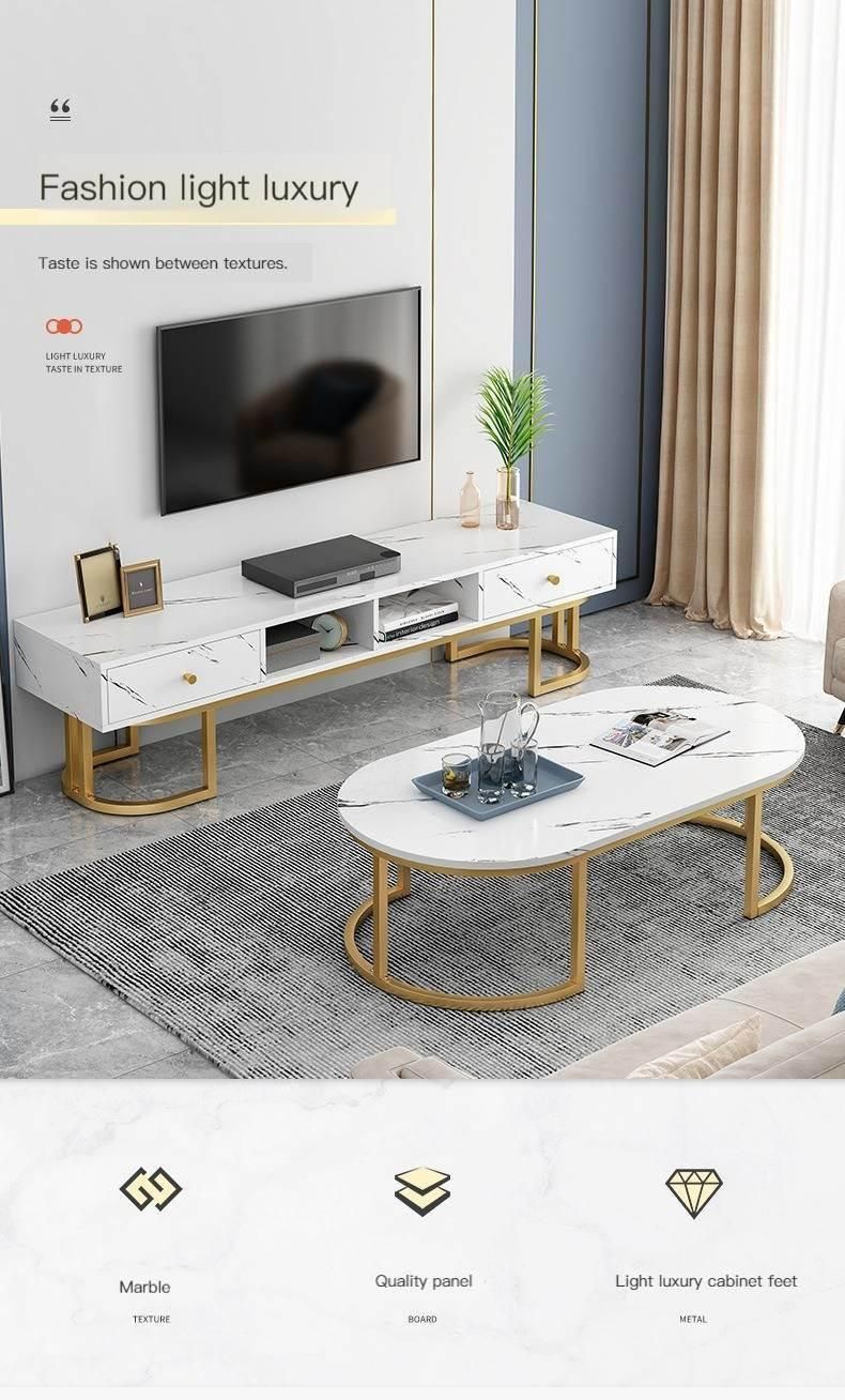 Faux Marble TV Cabinet and Coffee Table Set Modern Living Room Small Apartment TV Shelf Living Room Furniture TV Stand