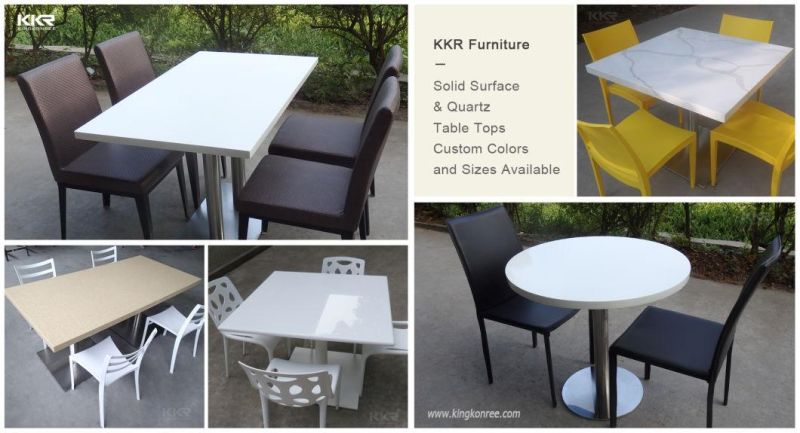 High End Restaurant Furniture Dining Tables Solid Surface Stone Glossy Tables