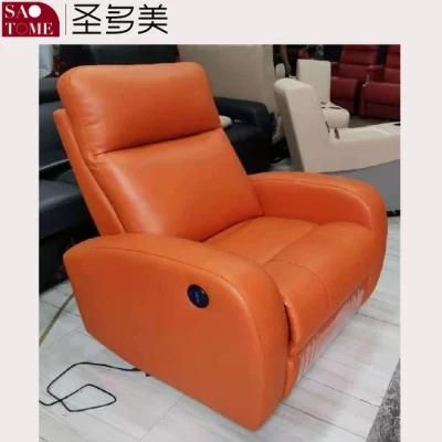 Leather Double Armrest Unit Retractable Functional Sofa