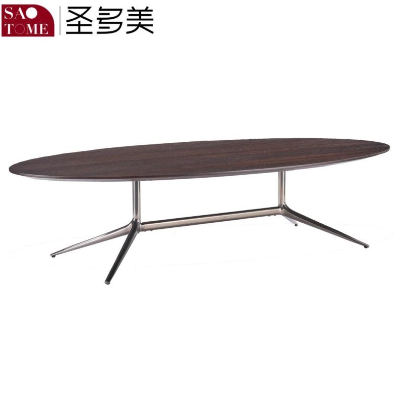 European Style Simple Hotel Family Living Room Rock Plate Elliptic Table