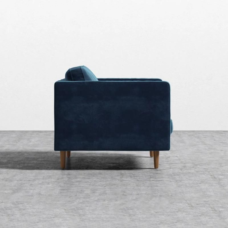 Modern Luxury Blue Upholstery Leisure Couch Sofa Chairs for Home Use with Wooden Legs