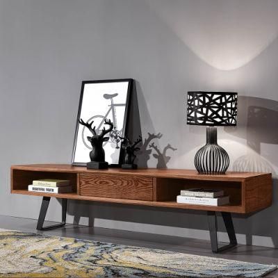 1-Drawer Showcase MDF Veneer TV Table 1.8m Long Iron Leg