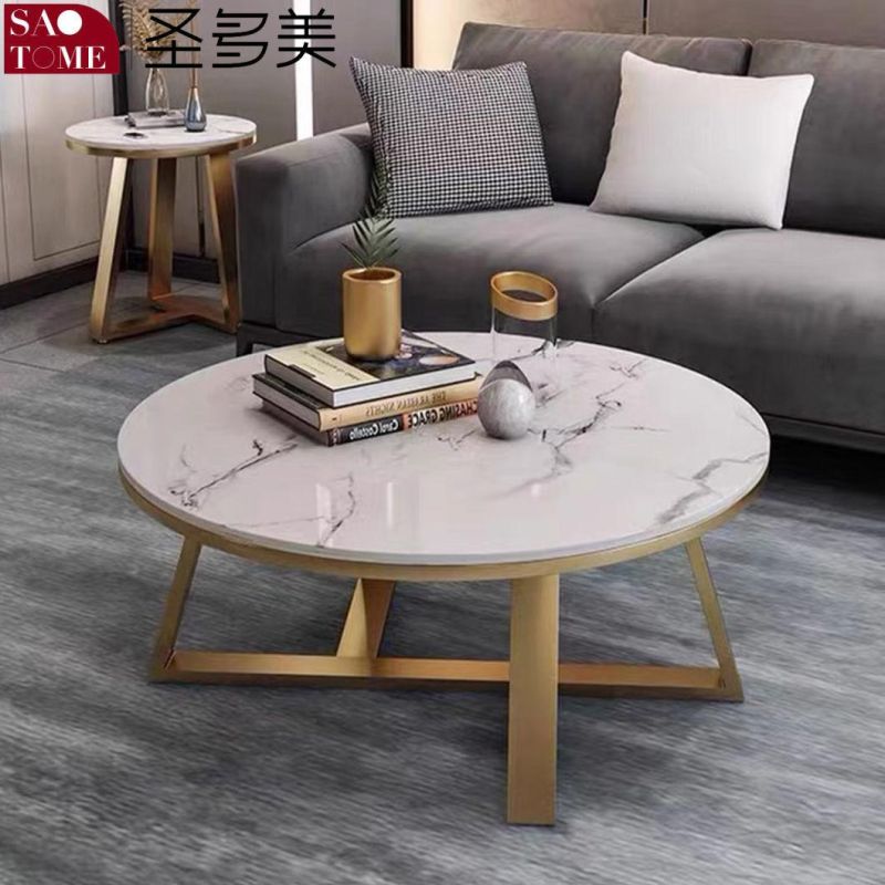 Modern Popular Living Room Furniture Two Specifications Matte Rock Plate Round Tea Table