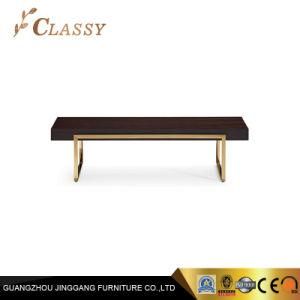 Handcrafted Coffee Table in Golden Metal Frame