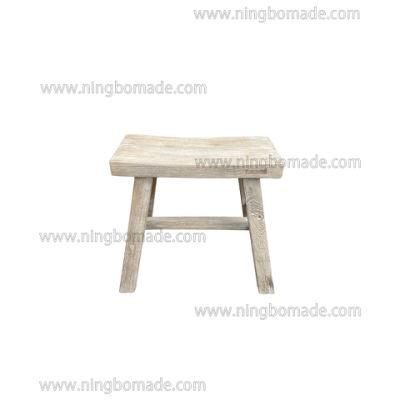 Nordic Retro Vintage Antique Furniture Grey Reclaimed Elm Wood Stool