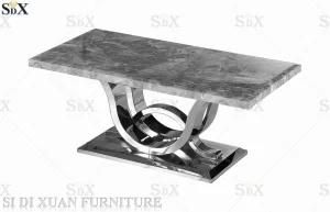 Modern Home Living Room Furniture Marble Tea Coffee Table Stainless Steel Table