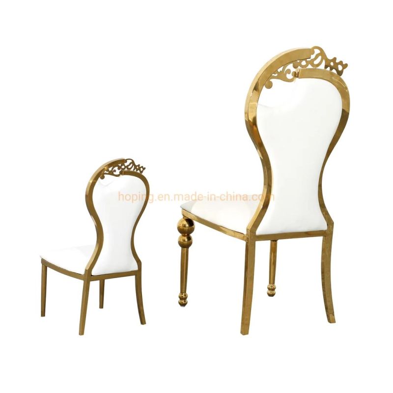 Modern Crown Deco Metal Stainless Steel Round Back White Wedding Chair for Childern