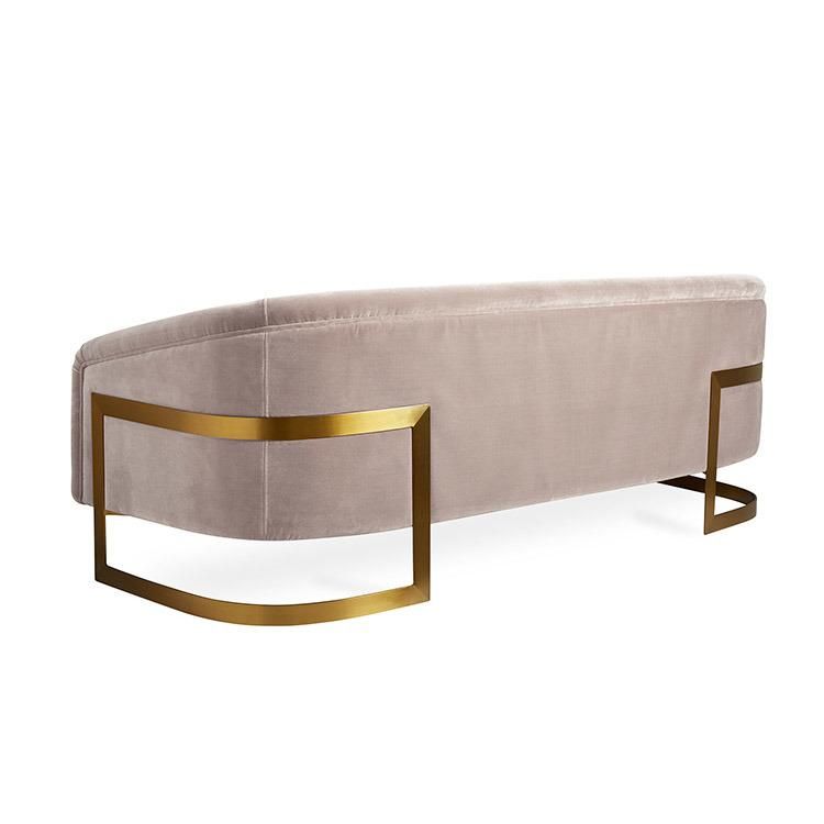 Home Furniture General Use and Living Room Chair Velvet Fabric Metal Sofa Couch with Armrest for Hotel Showroom