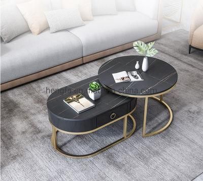 Modern Living Room Furniture Metal Frame Marble Coffee Side Table