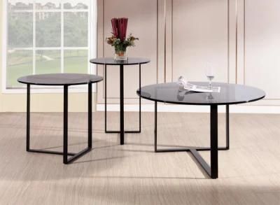 Modern Living Room Coffee Table Furniture with Tempered Glass Top