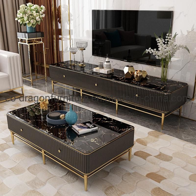 Luxury Marble Top Wooden Coffee Table for Living Room Furniture