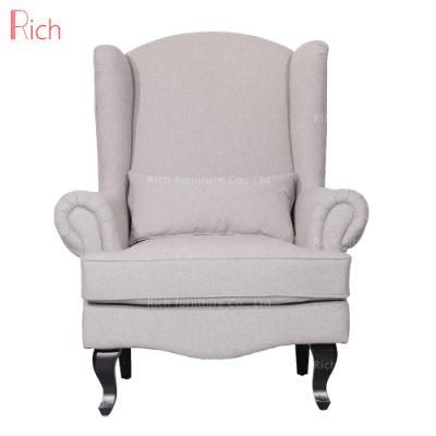 European Style Living Room Furniture Grey Velvet High Back Sofa