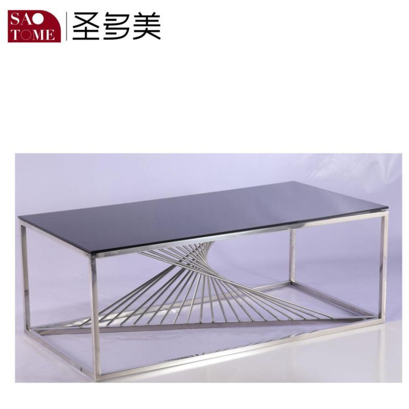 Modern Simple Living Room Furniture Glass Stainless Steel Small Round End Table