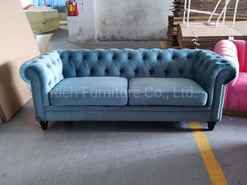 Classic Fabric Velvet Chesterfield Sofa