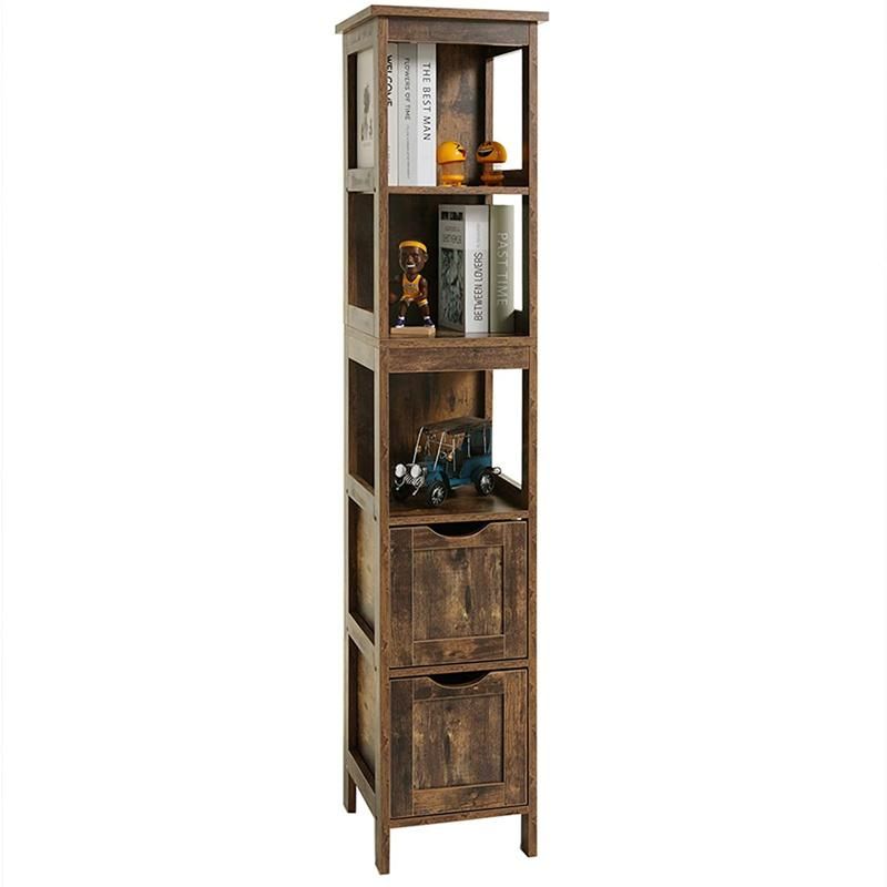 Kitchen and Living Room Rustic Brown Free-Standing Wooden Storage Rack 0230