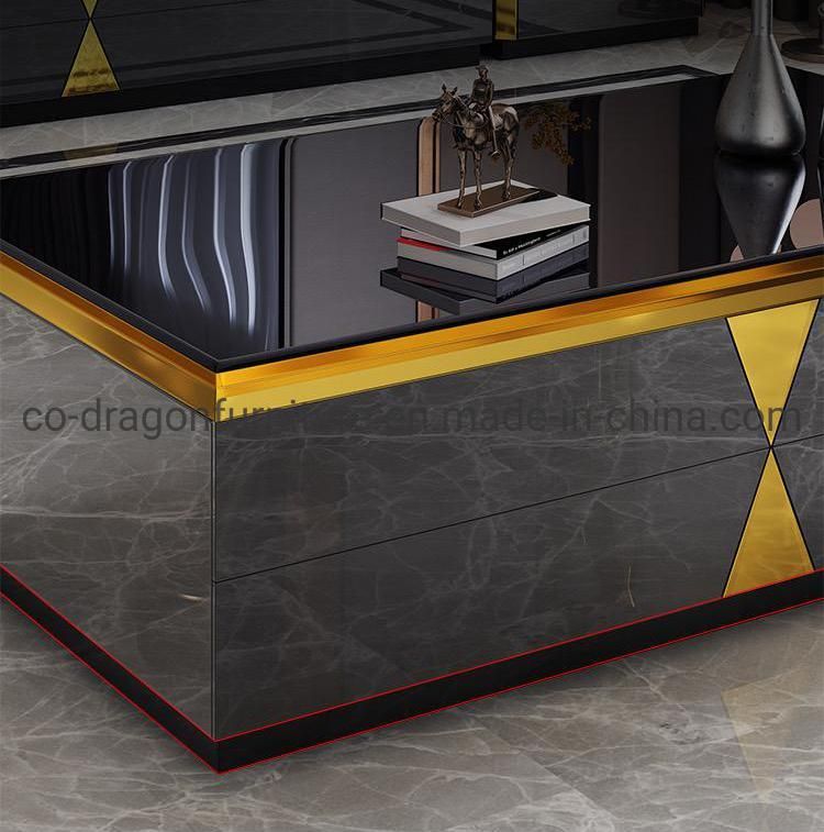 2021 Home Furniture Metal Legs Coffee Table with Marble Top