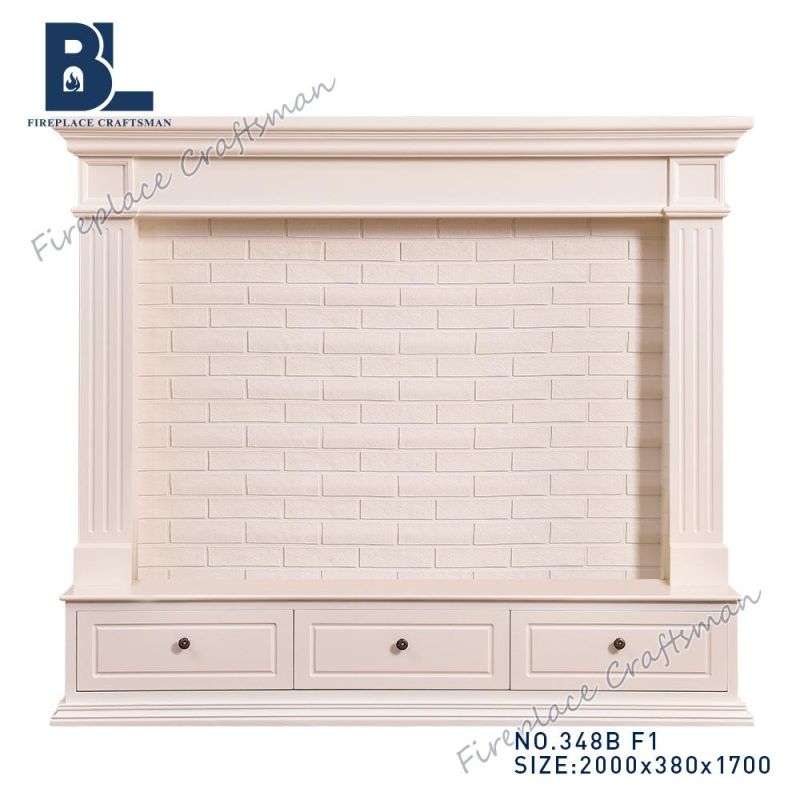 TV Stand Mantel of Fireplace White Fashion for Home Decor 348b