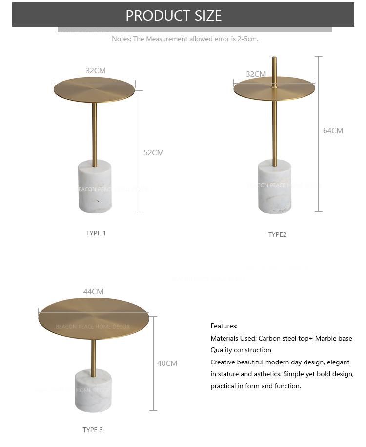 New Design Living Room Luxury Gold Stainless Steel Side Table