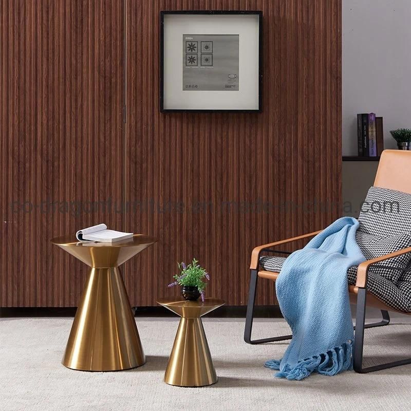 Luxury Home Furniture Gold Steel Side Table with Finger Printing