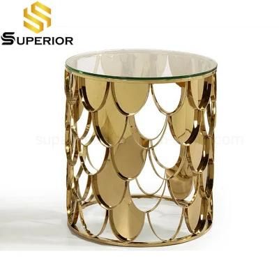 Luxury Furniture Round Tempered Glass Sofa Side Table