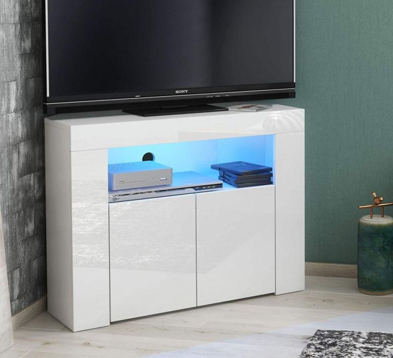 White TV Stand Furniture Modern TV Stand Two Drawers TV Stand