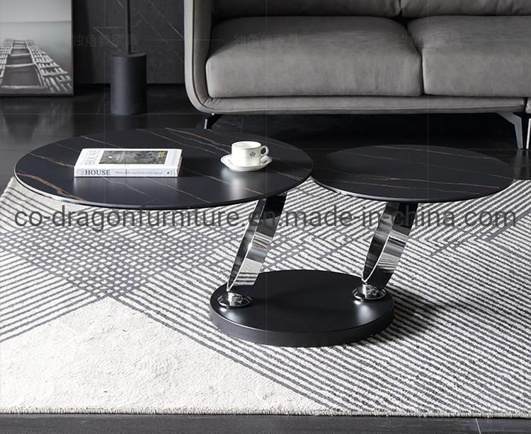 Modern Furniture Luxury Steel Tea Table Combination with Marble Top