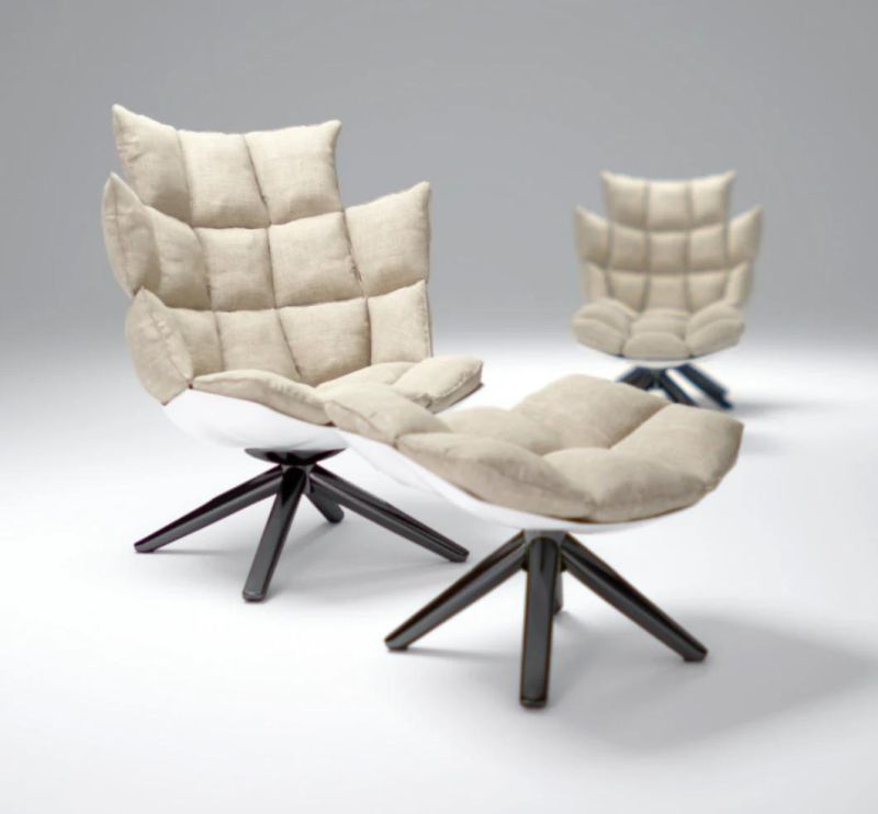 Husk Swivel Fabric Lounge Chair for Living Room