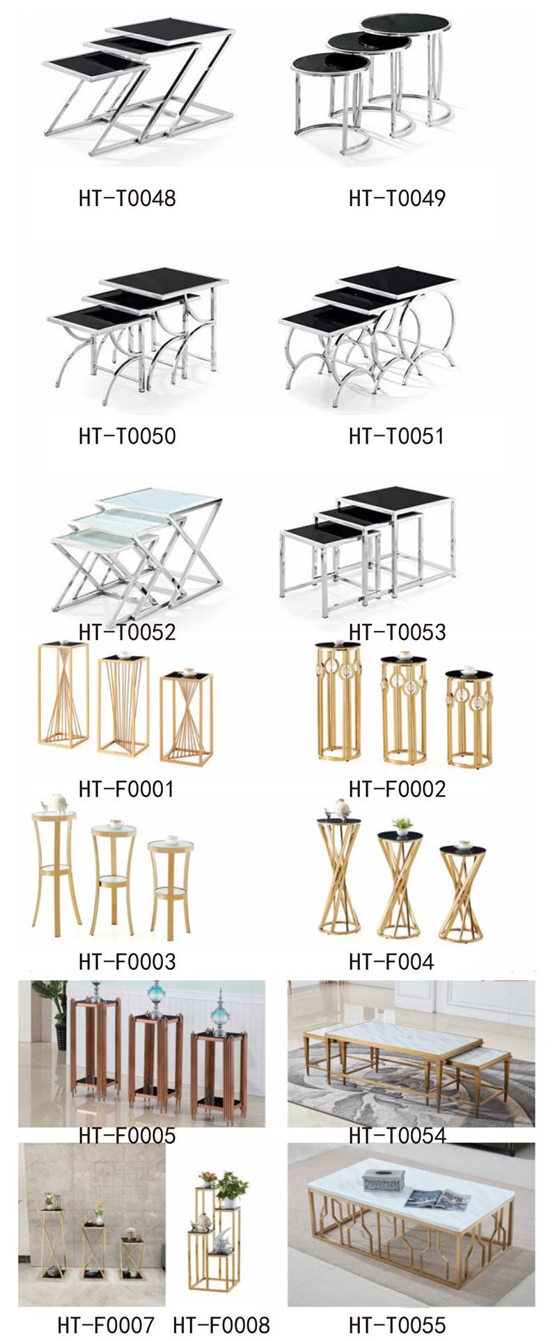 Modern Hotel Chair Table Set Antique Luxury Modern Metal Furniture Clear Glass Coffee Table