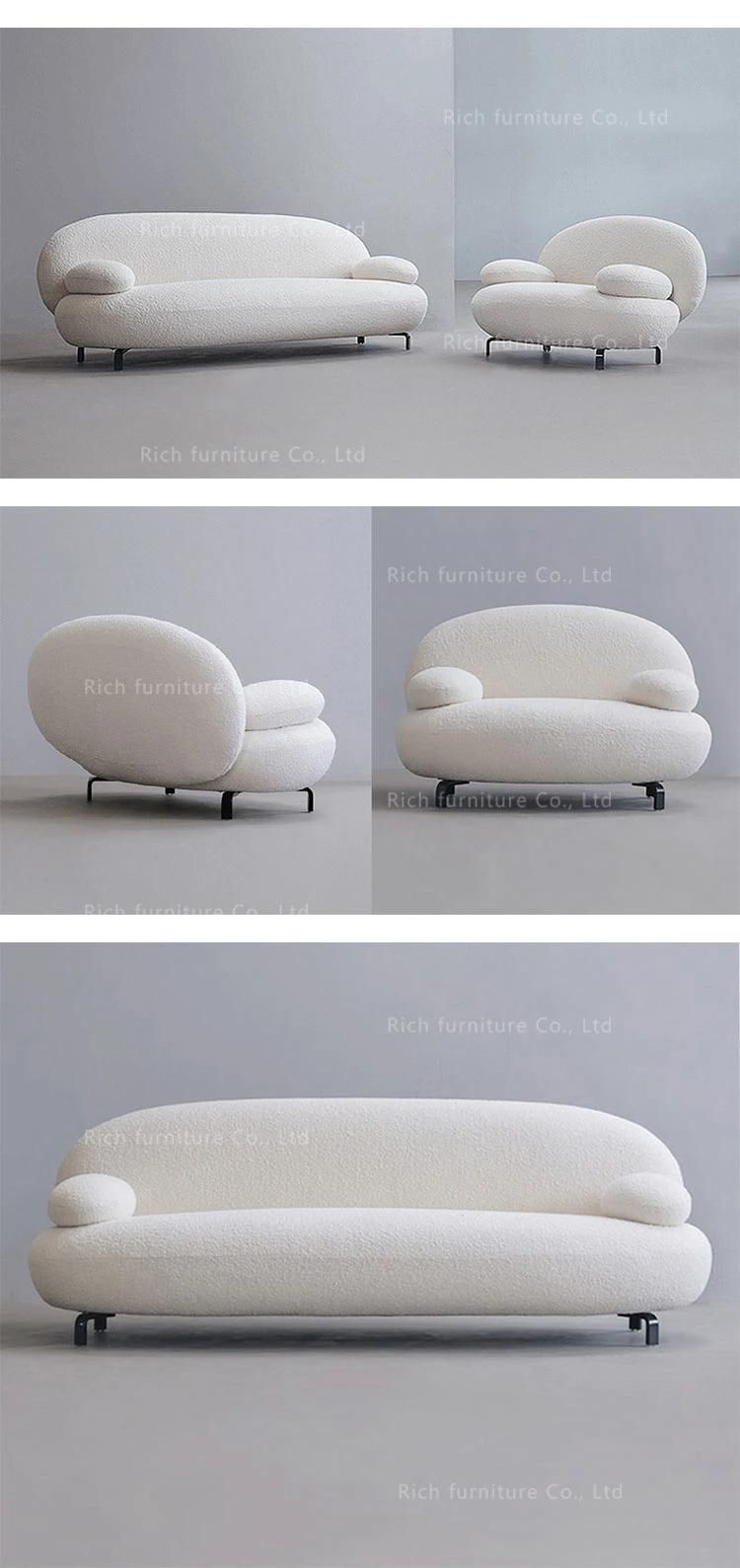 Modern Fabric Sofa Lambskin Teddy Fabric Couch White Sherpa Sofa