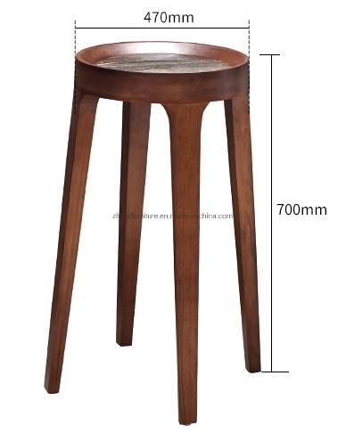 Zhida Home Furniture Supplier Hotel Bedroom Living Room Wooden Center Coffee Table Sofa Side Table High Solid Wood Leg Mable Top Round Side Table