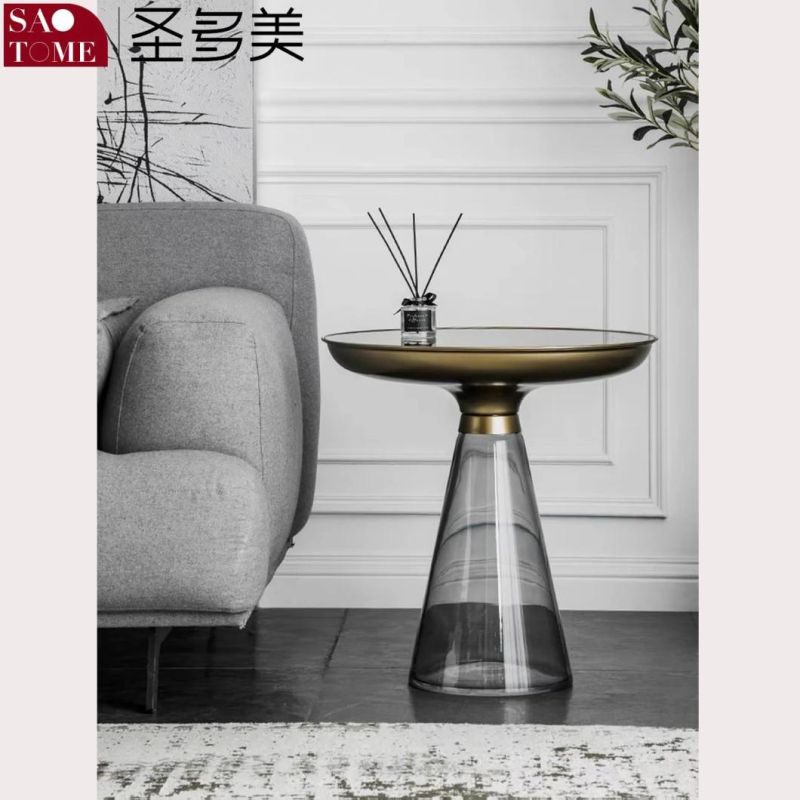 Modern Living Room Furniture Stainless Steel Minimalist Glass Round Tea Table