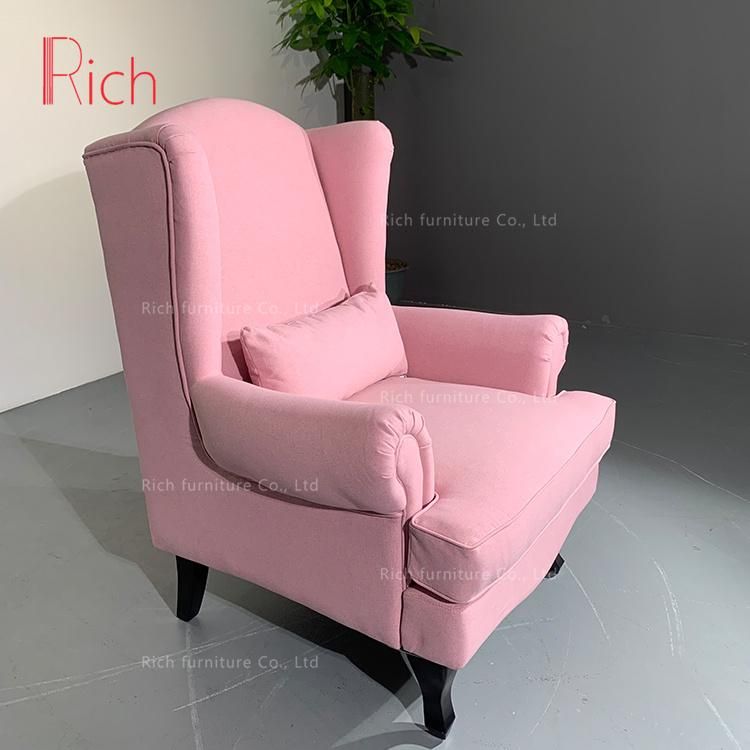 European Style Living Room Furniture Pink Velvet High Back Sofa