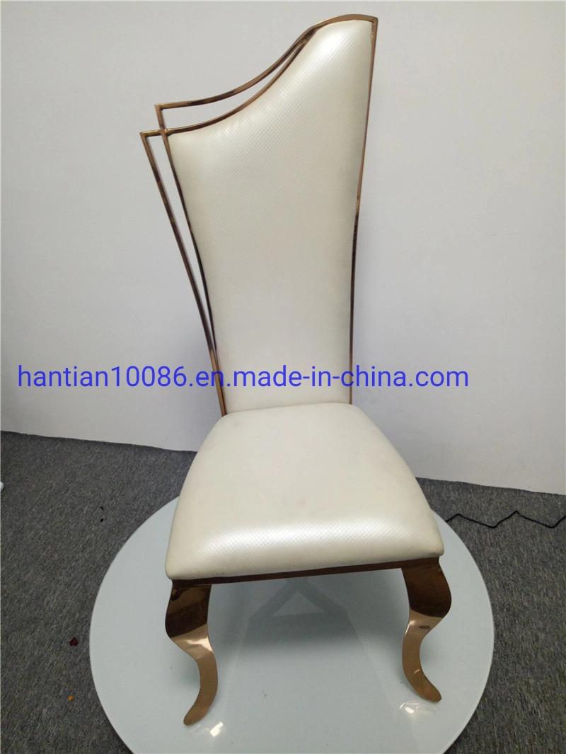 High Flat Back Stainless Steel Frame French Style Wedding Beige Living Room Chairs