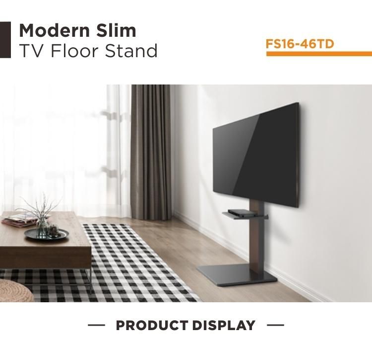 Modern Slim TV Floor Stand with Equipment Shelf