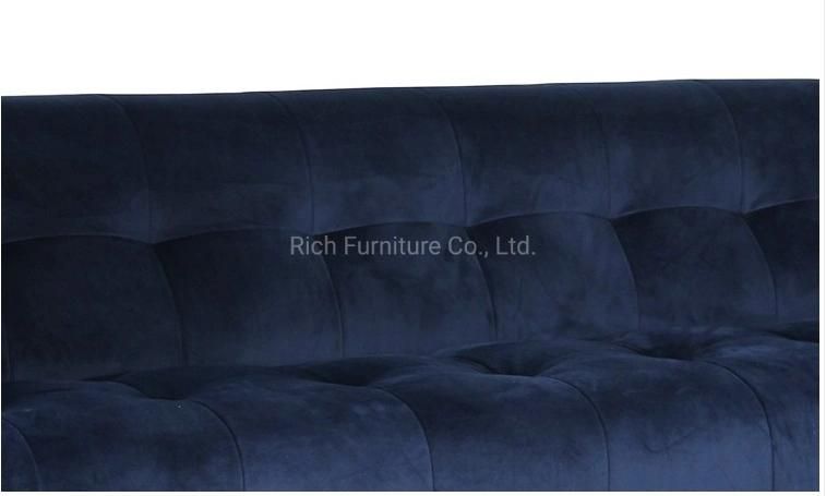 New Design Home Wooden Legs Leisure Furniture Dark Grey Modern Sofa Velvet Couch