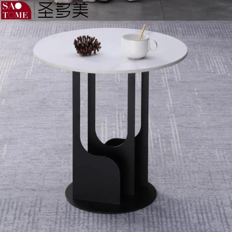 Modern Living Room Furniture Stainless Steel Cone Tube Slate/Marble Countertop Coffee Table