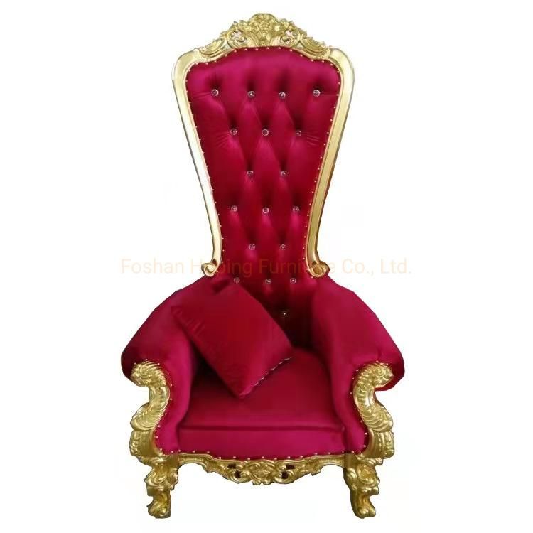 Modern Wedding Decoration Use Gold Bride and Groom Event Furniture King Throne Hotel Room Chairs