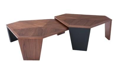 New Design Modern Furniture Living Room MDF Walnut Veneer Wooden Coffee Table