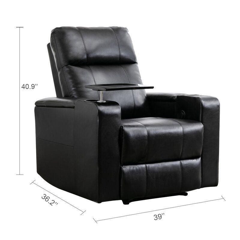 Jky Furniture Air Leather Power Home Theater Recliner Chair and Set with Armrest Storage and Cup Holders